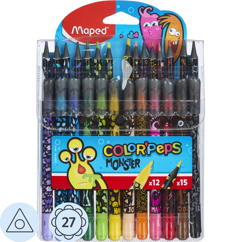 Изображение товара Набор для рисования Maped Color'Peps Monster 27 предметов с фломастерами и карандашами