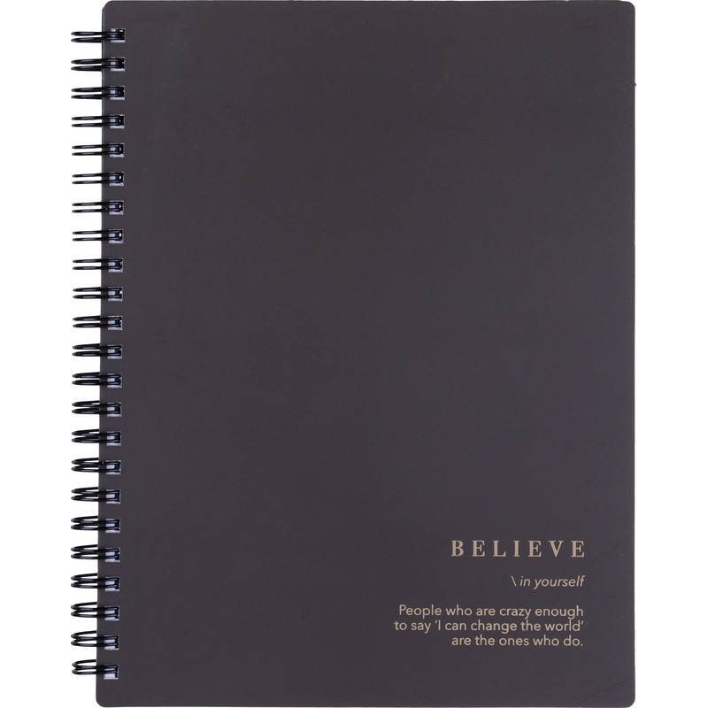 Изображение товара Бизнес-тетрадь Be Smart Believe А5 120 листов на спирали черная в клетку