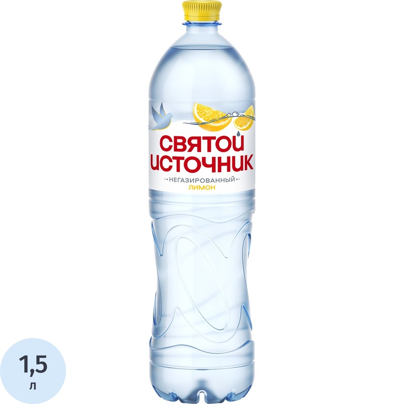 Изображение товара Вода питьевая Святой источник лимон негазированная 1.5 л