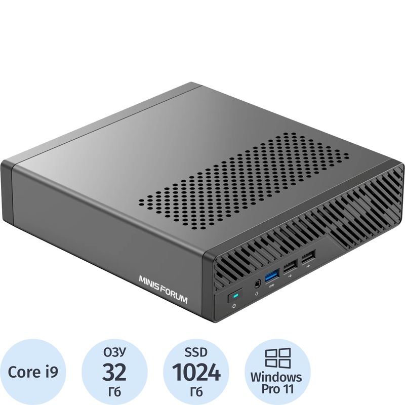 Изображение товара Мини ПК Minisforum MS-01 Core i9 13900H/DDR5 32 ГБ/SSD 1024 ГБ/Windows 11 Pro (MS-01-S1390/32GB+1TB)