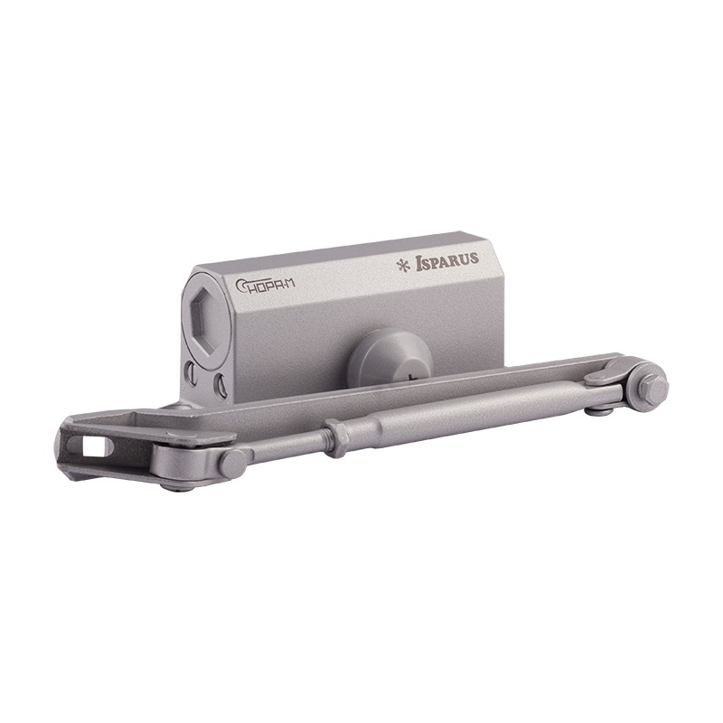 Изображение товара Дверной доводчик Isparus 410F до 60 кг серый рычажной механизма