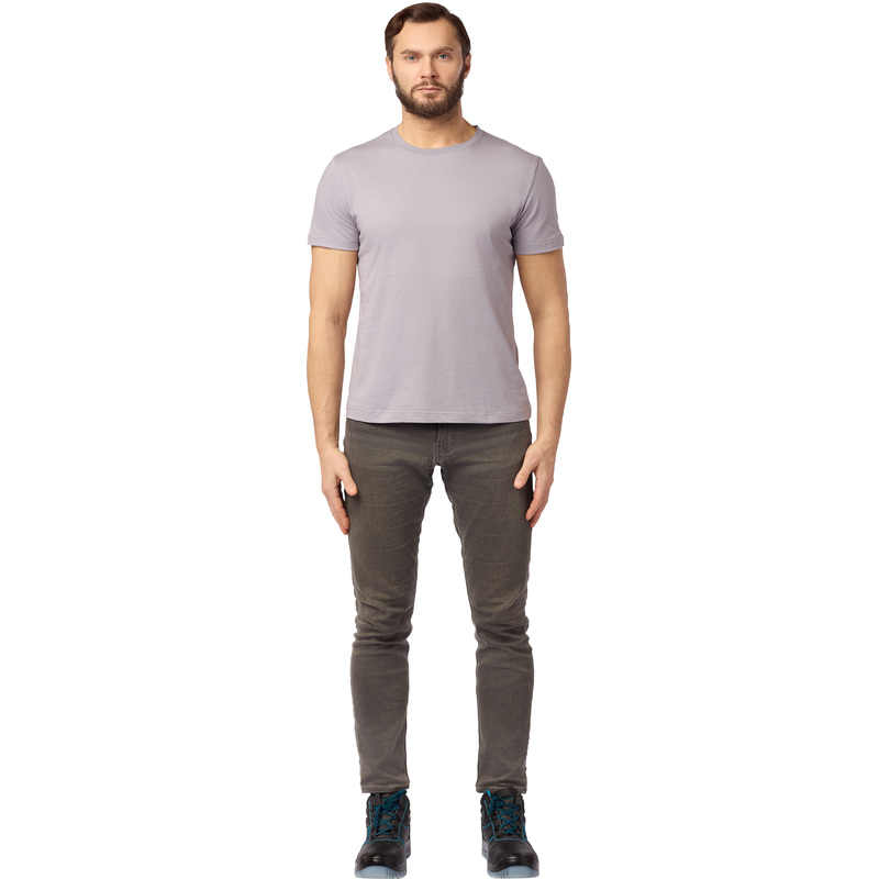 Изображение товара Футболка светло-серая короткий рукав 100% хлопок размер 60-62