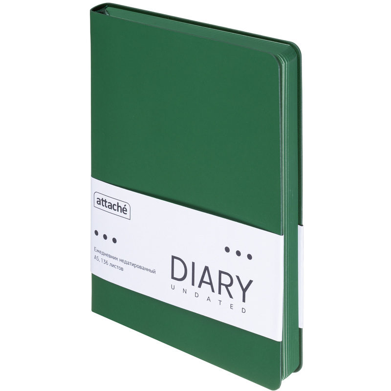Изображение товара Ежедневник недатированный Attache A5 из искусственной кожи, 136 листов, тёмно-зеленый