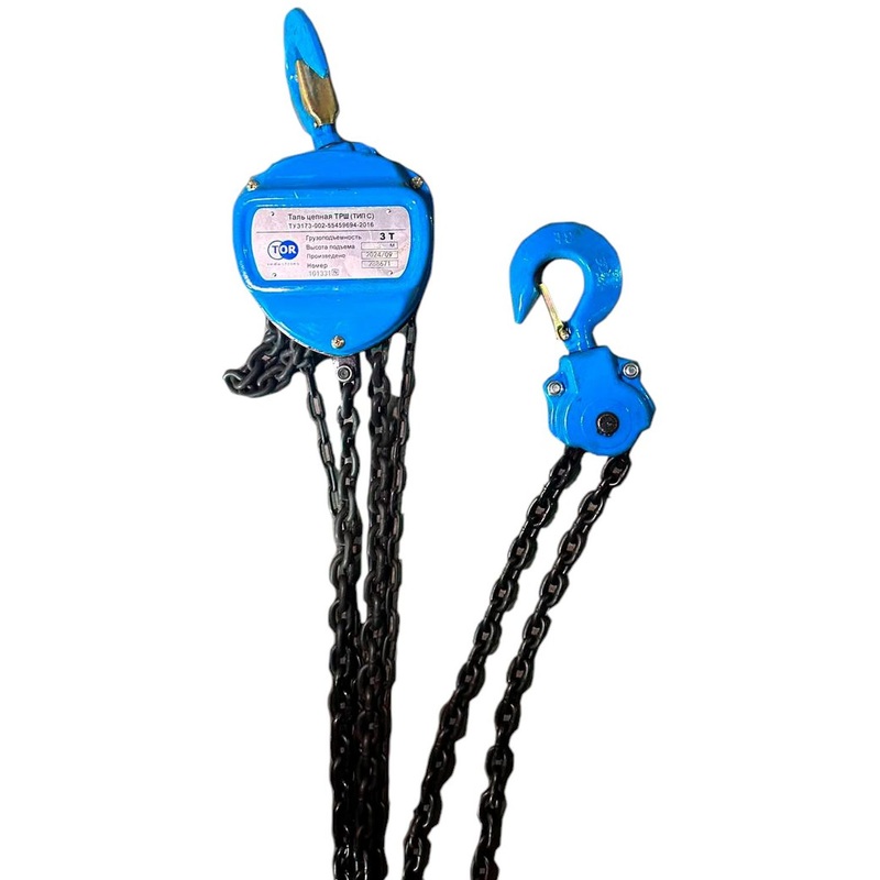 Изображение товара Ручная шестеренная таль TOR ТРШ C 3 т x 3 м для складов и строительных работ