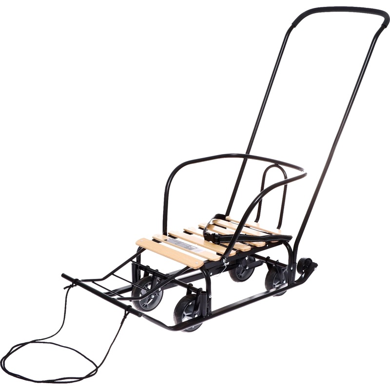 Изображение товара Детские санки Nika Тимка 5 универсал чёрные с механизмом выдвижных колёс