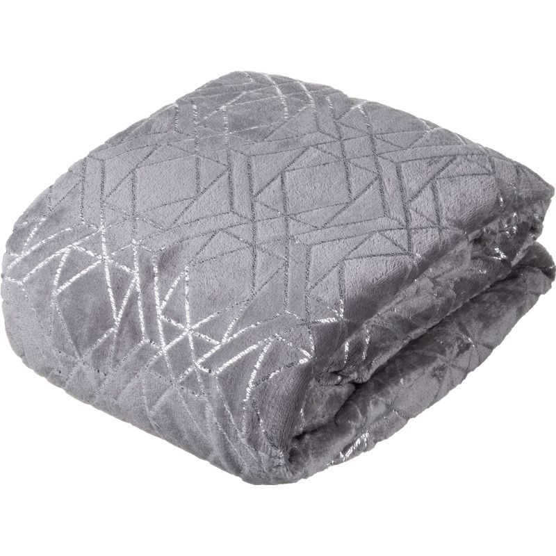 Изображение товара Плед Luscan микрофибра 200х220 см серый фольга