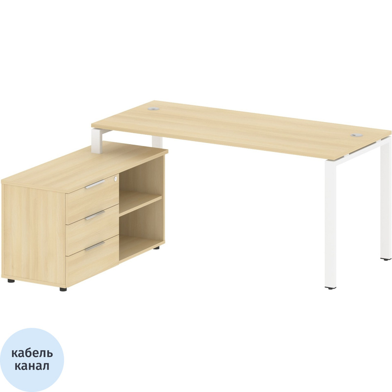 Изображение товара Стол угловой Metal System Style БП.РС-СТС-2.4 Л с тумбой (акация лорка/белый, 1700х1520х750 мм)