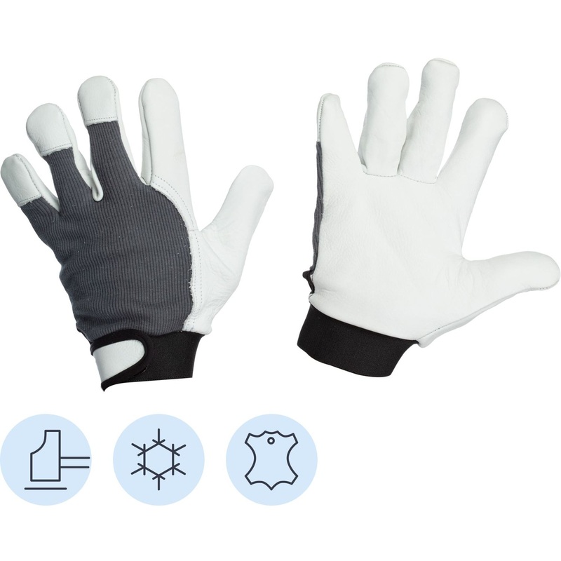 Изображение товара Перчатки рабочие утеплённые Jeta Safety Winter Mechanic кожаные белые чёрные размер 9