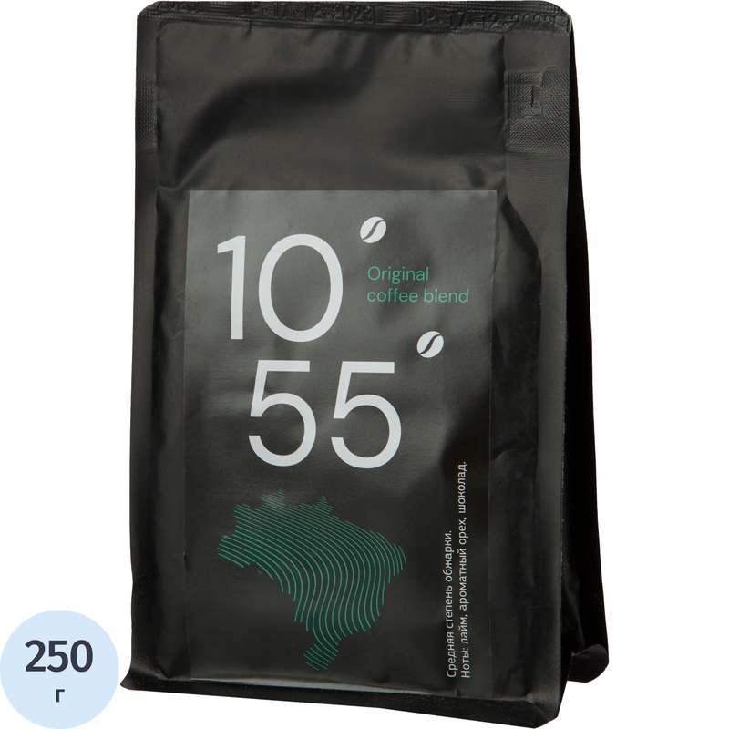 Изображение товара Кофе в зёрнах Деловой стандарт 10/55 арабика 250 г вакуумный пакет