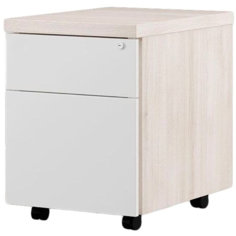 Изображение товара Тумба подкатная Zion с замком (дуб светлый/белый, 460x550x590 мм)