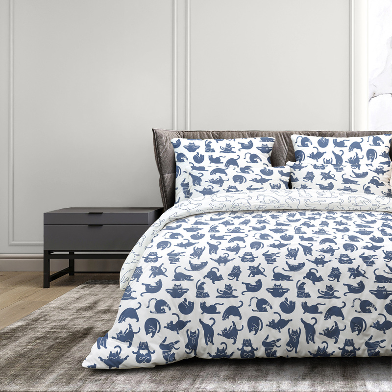 Изображение товара Постельное бельё Волшебная ночь Yoga cat 220x240 см ранфорс семьейное комплект