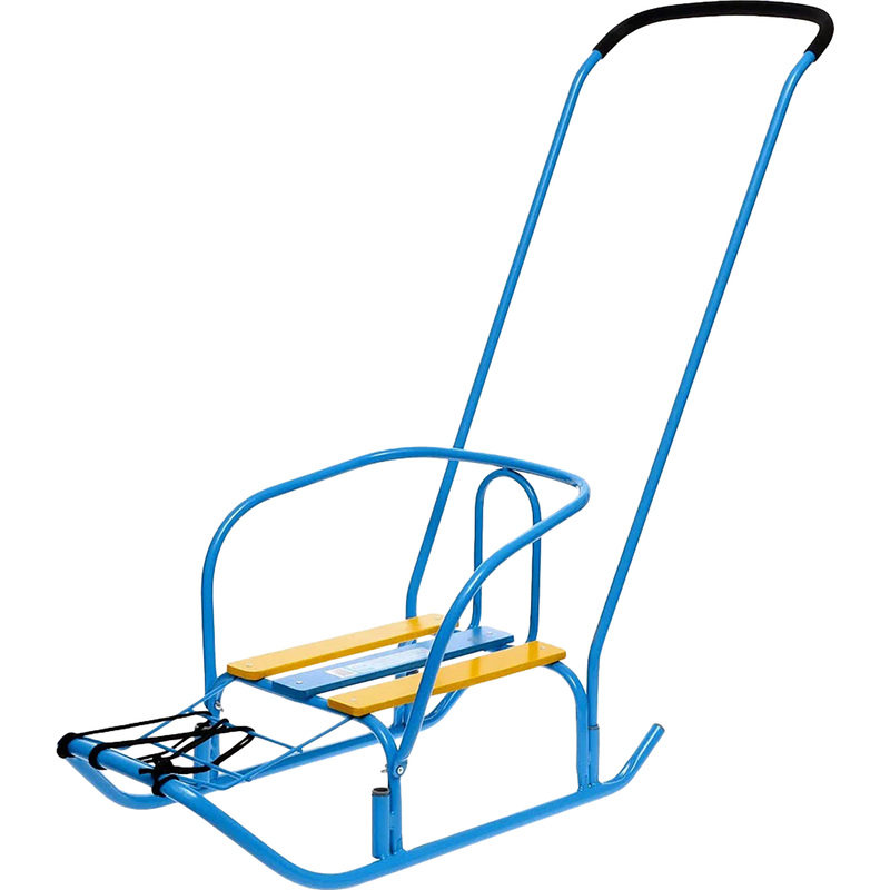 Изображение товара Детские санки Nika Ветерок 2 голубые с родительской ручкой и съёмной спинкой