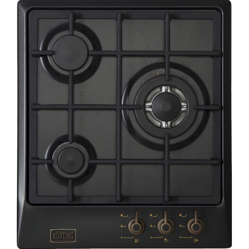 Изображение товара Газовая варочная панель Korting HG 465 CTRN 3 газовые конфорки шершавый черный дизайн