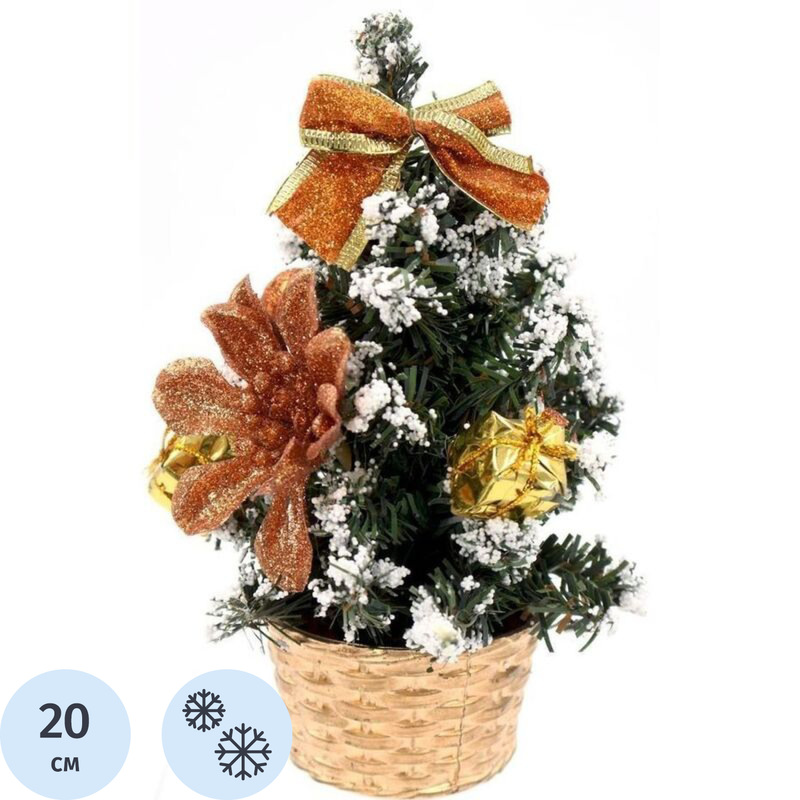 Изображение товара Настольная искусственная елка 20 см заснеженная с украшениями Remeco Collection