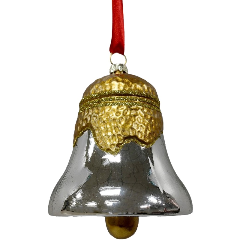 Изображение товара Ёлочная игрушка Magic Time стекло золотистая/серебристая (высота 10.8 см)