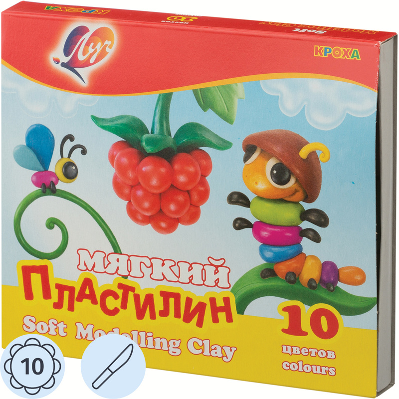 Изображение товара Пластилин восковой Луч Кроха 10 цветов 150 грамм