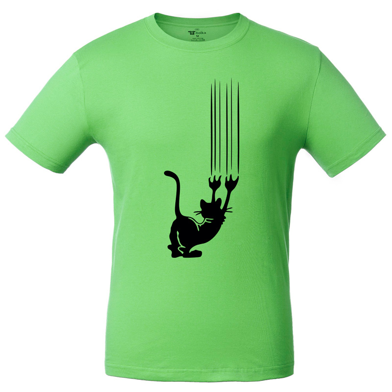 Изображение товара Футболка Кот зеленая короткий рукав 100 хлопок размеры L
