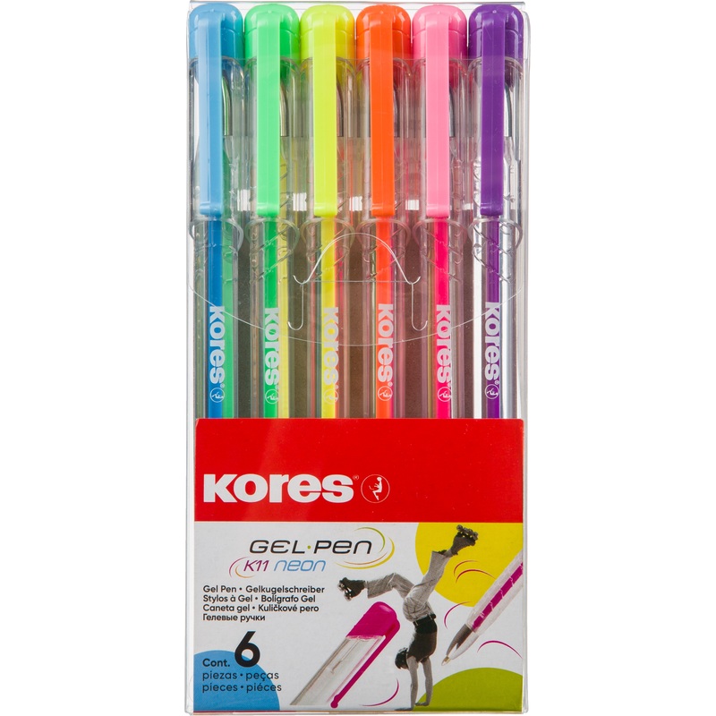 Изображение товара Набор гелевых ручек Kores K11 Neon 6 цветов (толщина линии 1 мм)