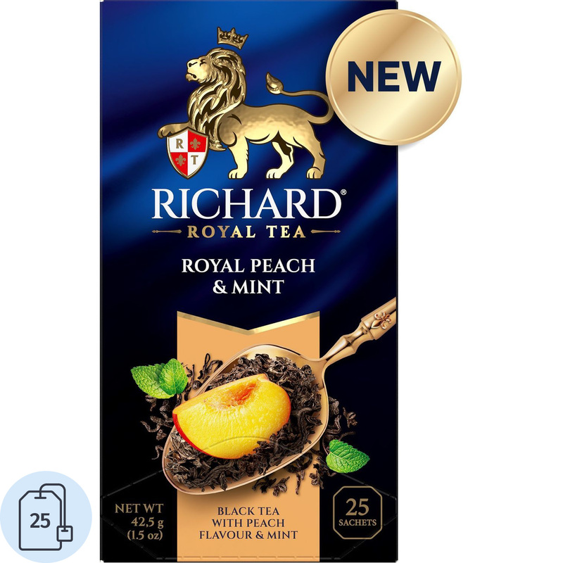 Изображение товара Чай черный Richard Royal Peach Mint 25 сашет - персик и мята