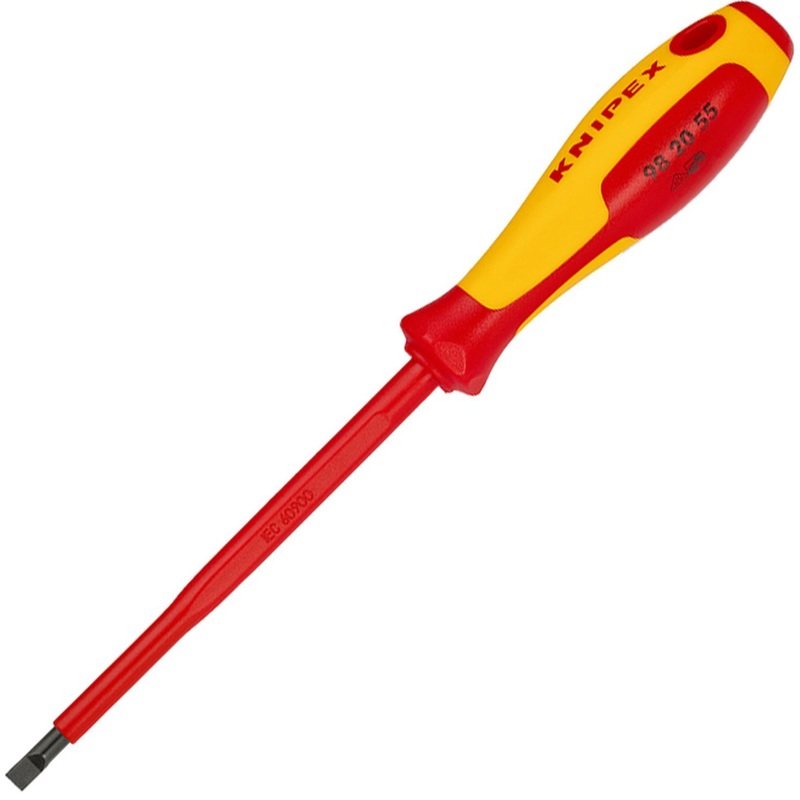 Изображение товара Отвёртка Knipex SL5.5 шлицевая диэлектрическая 125 мм надежный инструмент для электриков