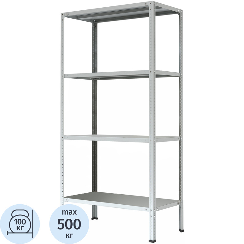 Изображение товара Металлический стеллаж МС-1864 4 полки 1000х600х1800 серый