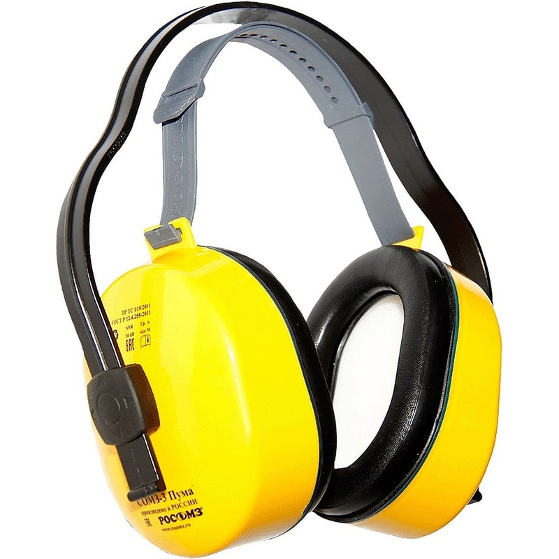 Изображение товара Пассивные противошумные наушники РОСОМЗ СОМЗ-3 Пума стандартное оголовье 27 дБ желтые
