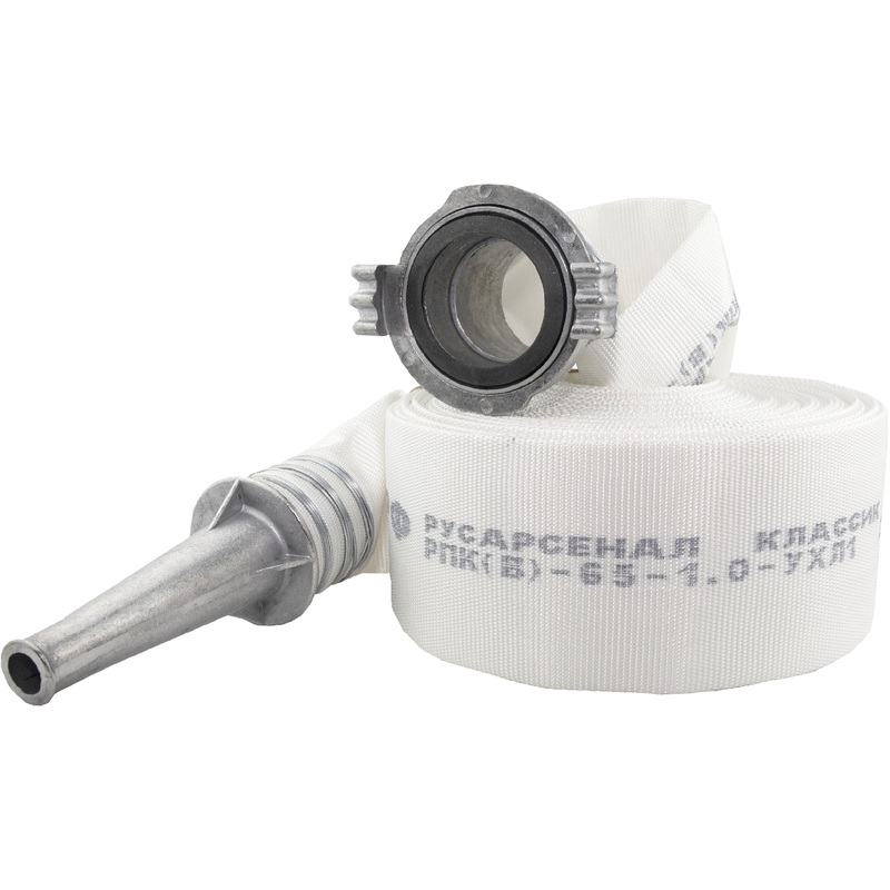 Изображение товара Пожарный напорный рукав Русарсенал 20м 65мм с головками ГР-65 и стволом РС-70.01