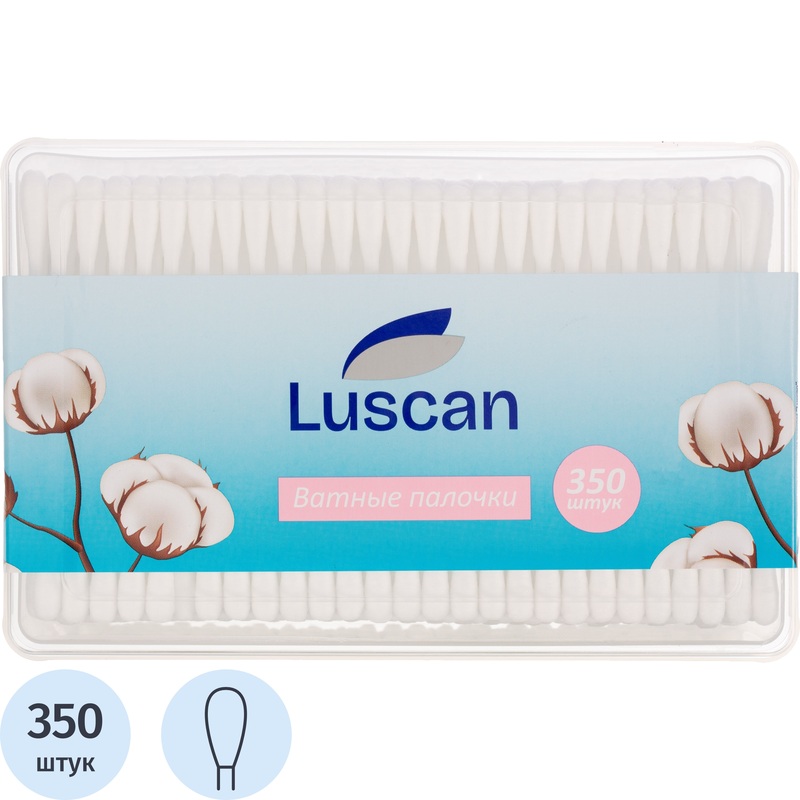 Изображение товара Палочки ватные Luscan 350 штук для гигиенических процедур и косметики