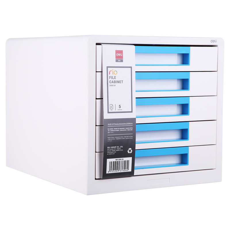 Изображение товара Бокс с выдвижными лотками Deli Rio 5 отделений белый синий для документов