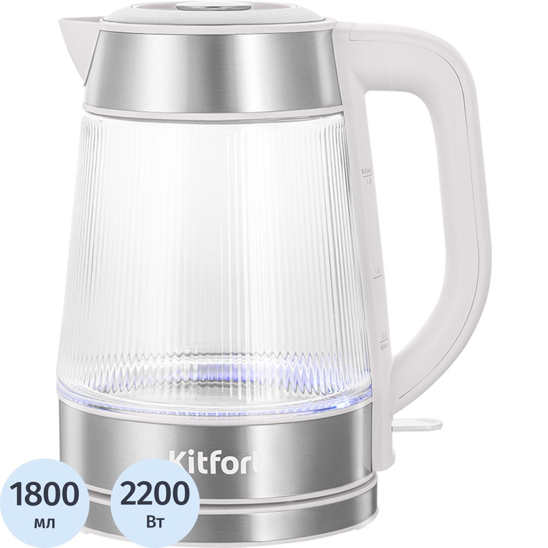 Изображение товара Kitfort KT-8709 Чайник электрический серебристый 1800 мл 2200 Вт