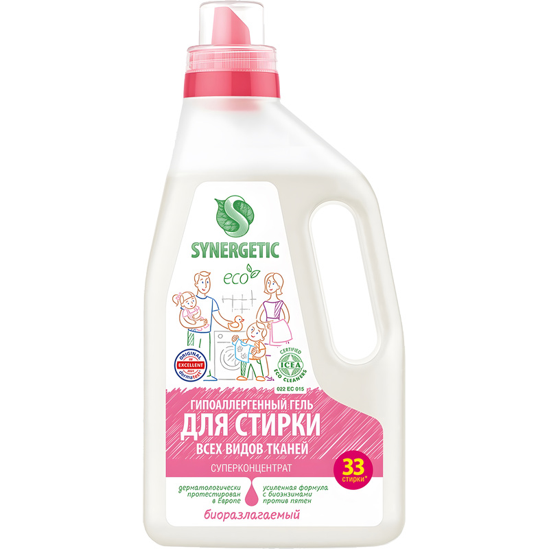 Изображение товара Гель для стирки Synergetic 1 литр экологически безопасное средство для всех тканей