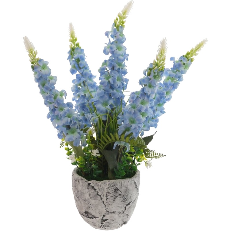 Изображение товара Композиция из искусственных цветов в горшке Дельфиниум 49 см