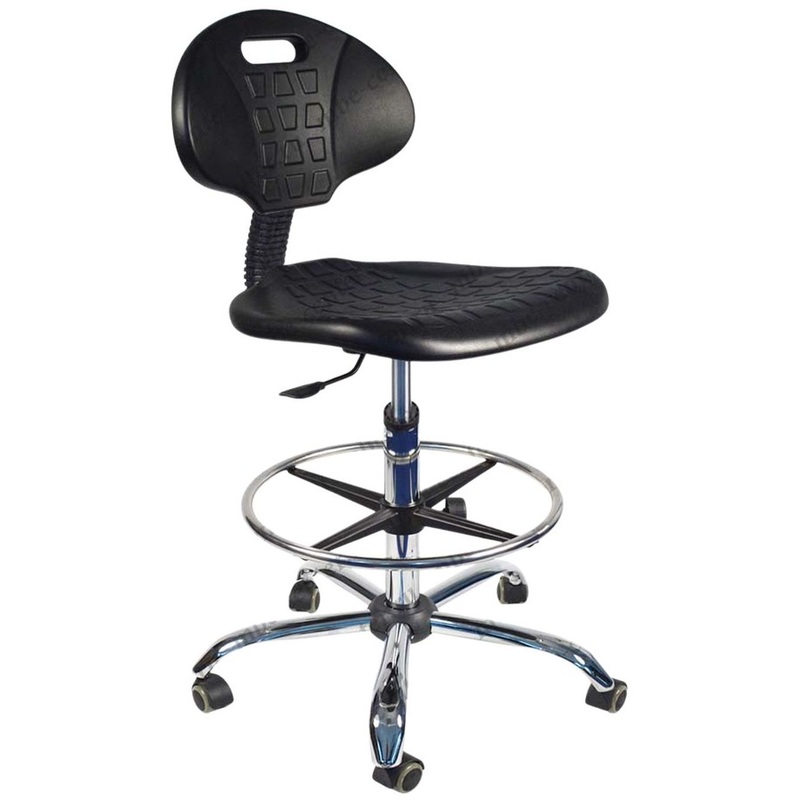 Изображение товара Медицинский лабораторный стул хром/серый с регулировкой высоты и колесами