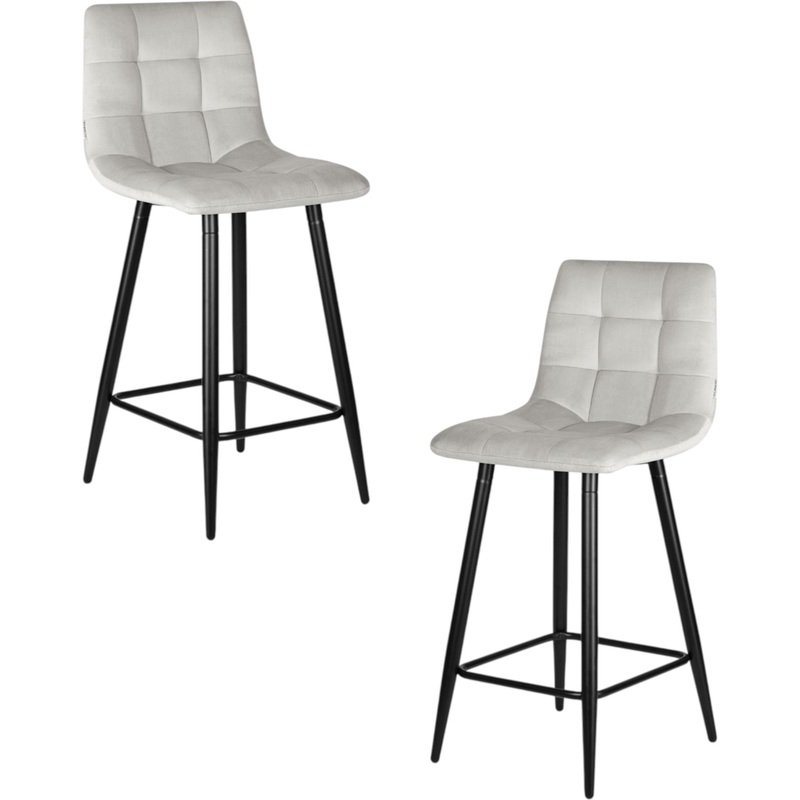 Изображение товара Стул DOBRIN OLIVIA стул светло-серый/чёрный велюровый с фанерой и металлом, 2 шт