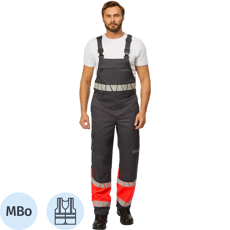 Изображение товара Полукомбинезон сигнальный летний Равелин-ПК мужской красный/графит