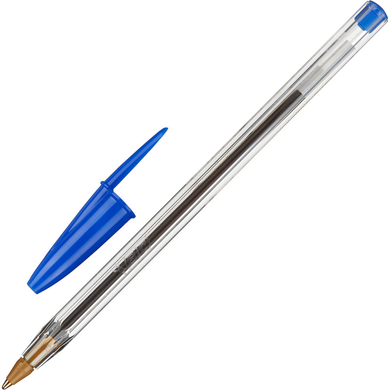 Изображение товара Ручка шариковая неавтоматическая Bic Cristal синяя (толщина линии 0.32 мм, корпус прозрачный)