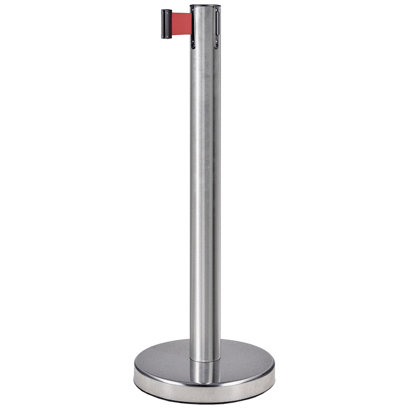 Изображение товара Стойка ограждения с вытяжной лентой 5 м хромированная красная