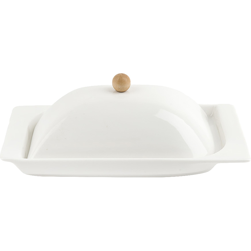 Изображение товара Маслёнка Nouvelle Home Naturel фарфоровая/бамбуковая 11.5х19 см (2632006)