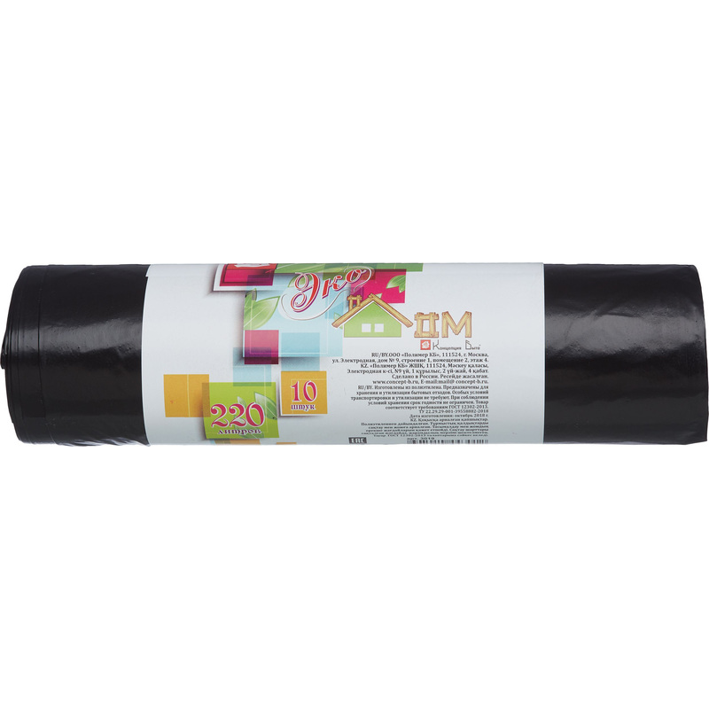 Изображение товара Мешки для мусора Экодом 220 л черные 10 штук