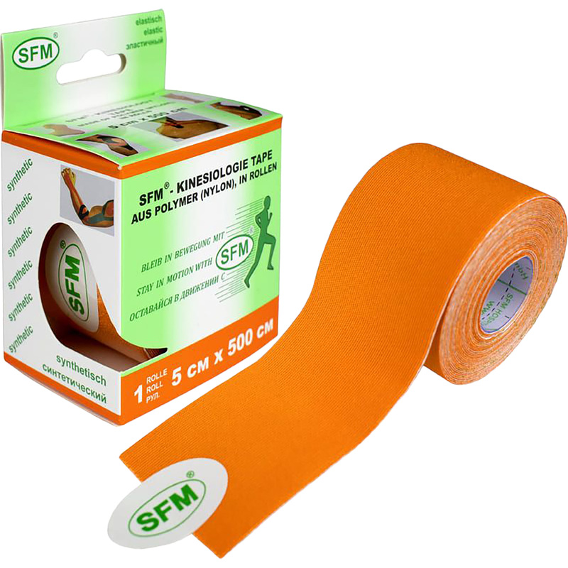 Изображение товара Тейп кинезио SFM нейлоновая основа 5x500 см оранжевый