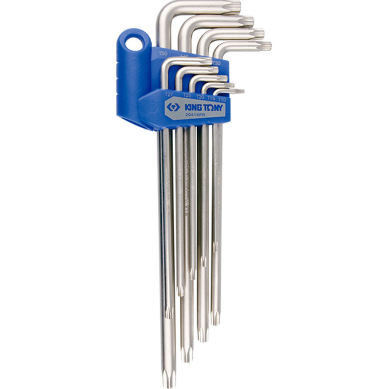 Изображение товара Набор г-образных ключей TORX T10-T50 с отверстием King Tony 20419PR