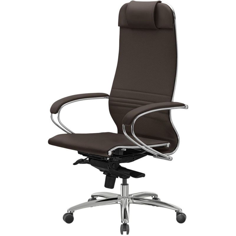 Изображение товара Кресло для руководителя Метта Samurai K-1 эргономичное тёмно-коричневое (экокожа, алюминий)