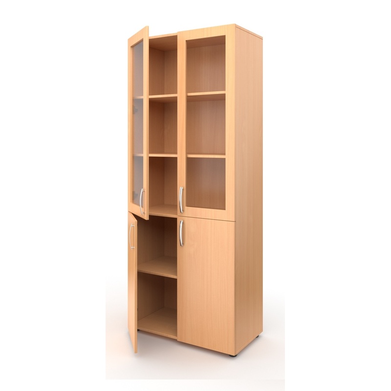 Изображение товара Шкаф с остеклением широкий из ЛДСП цвета бук 800х420х1950 мм
