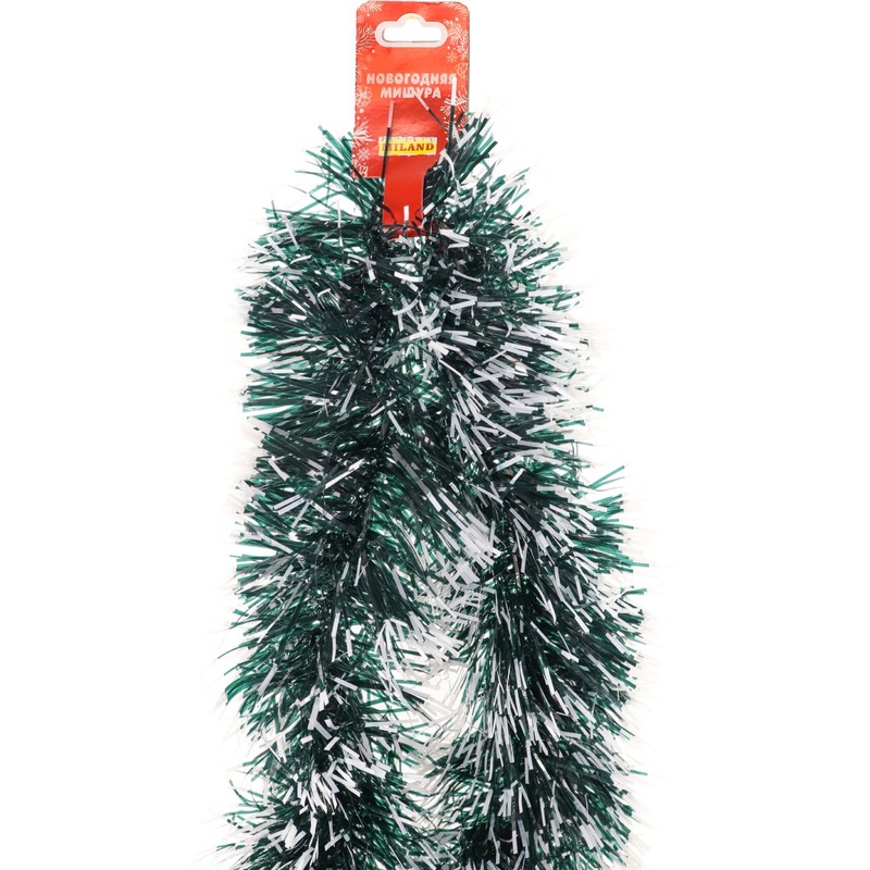 Изображение товара Мишура новогодняя Miland белая и зелёная 200 см ёлочная декорация