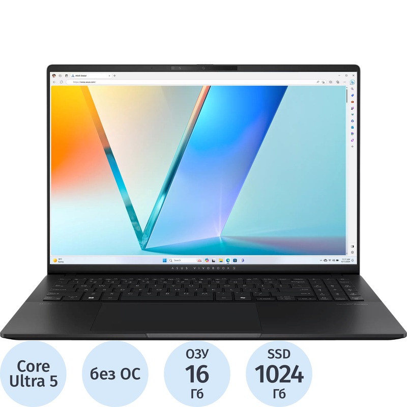 Изображение товара Ноутбук Asus Vivobook S5606CA-RI072 16" чёрный Intel Core Ultra 5 225H/16 ГБ/SSD 1024 ГБ (90NB1553-M002S0)