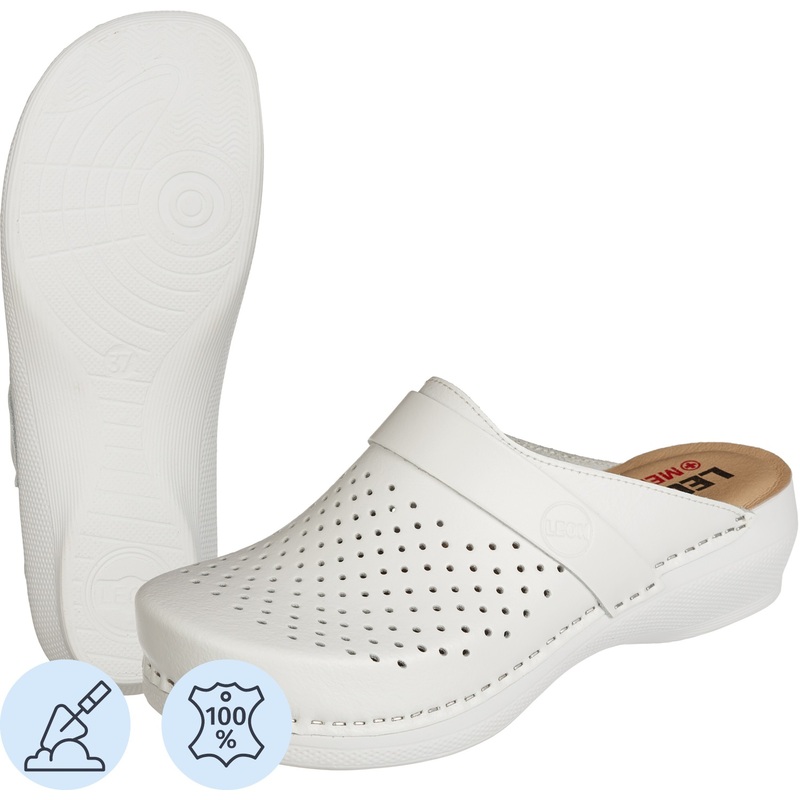 Изображение товара Женские сабо Leon MED102 ПУ из натуральной кожи белые размер 37