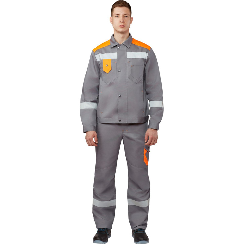 Изображение товара Рабочий летний мужской костюм л21-КПК серый оранжевый защитный спецодежда