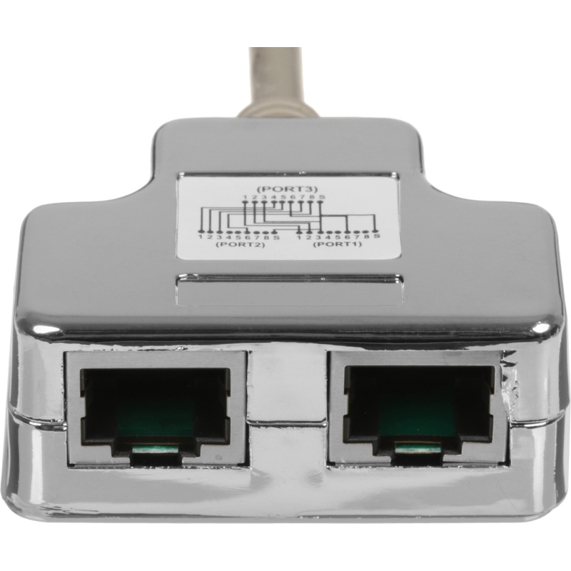 Изображение товара Разветвитель TWT RJ-45 для Ethernet подключений, экранированный, серебристый