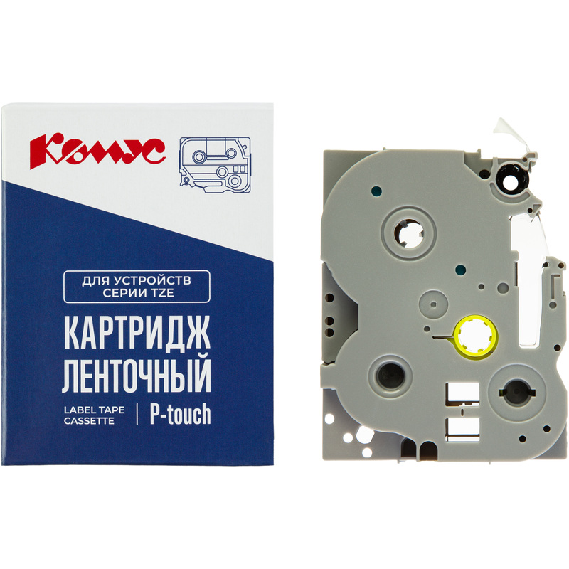 Изображение товара Картридж Комус TZE-711 для принтера этикеток Brother 6 мм х 8 м зеленый черный шрифт