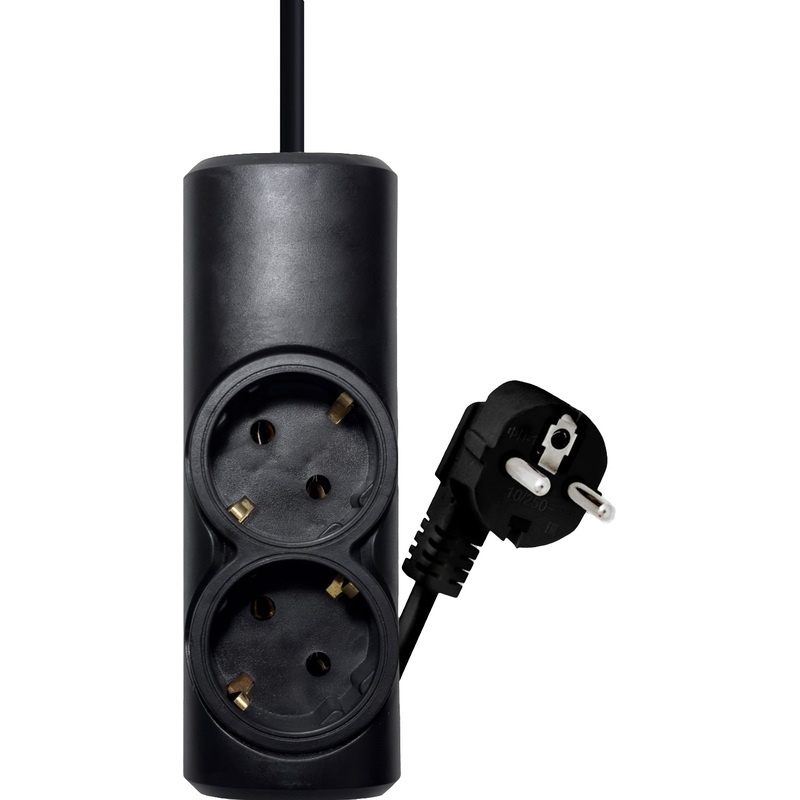 Изображение товара Удлинитель Progix PG213 2 розетки 2 м с заземлением чёрный